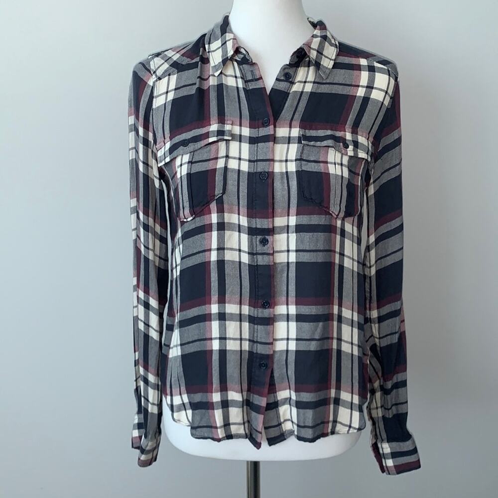 PAIGE Maya Plaid Button Down Flannel Shirt Sz S